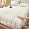 Juego de Sábana Bajera Ajustable de Algodón Puro Lavado Jacquard Pieza Única 100% Algodón Funda de Sábana Protector de Colchón Juego de Tres Piezas