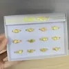 Anel Aberto de Relógio Dourado, Anel de Joia Feminina Totalmente Cravejado, Anel Ajustável Infantil de Borboleta com Óculos, Pequeno Presente