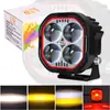 Farol de motocicleta modificado luz mini holofote de trevo de quatro folhas holofote de luz dupla para longe e perto lente de holofote luz dianteira de carro elétrico