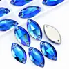 Accesorios de Diamante Irregulares Cosidos a Mano con Borde Biselado de Vidrio Marquise Hebilla Plana Galvanizada Fondo Plano Artículos Creativos para Decoración de Zapatos, Sombreros y Ropa DIY