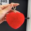 Corea del Sur Ins Lindo Rex Conejo Bola de Felpa Llavero de Coche con Forma de Corazón Colgante Distintivo Creativo para Bolsa Amor Llave