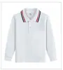 Camisa polo de manga larga para niño, uniforme escolar de algodón para niños, uniforme de preescolar con cuello para niñas, camisa base blanca, envío directo de una pieza