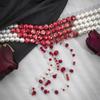 Novo colar de corrente de pérolas para Halloween personalizado com borla de gota de sangue vermelha exagerada corrente escura para clavícula