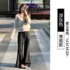 Calça casual cinza série lu com micro-boca feminina outono inverno 2026 nova cintura alta justa com caimento calça de moletom esportiva com veludo plus