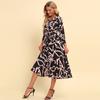 Vestido Casual de Moda con Estampado de Solapa, Cintura Ajustada, Adelgazante, Estilo Transfronterizo de Primavera y Otoño Europeo y Americano para Mujer Pg1600