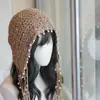 Sombrero Pullover con Borlas de Perlas Exóticas, Lentejuelas de Princesa, Estilo Dulce, Fresco y Atrevido para Mujer, Nuevo para Vacaciones de Primavera y Otoño, Hueco, Hecho a Mano