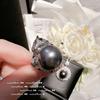 Anillo Perla Guepardo Perla Negra Piano Perla de Agua Salada Flor Circonita Collar Anillo Perla Negra