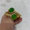 Calcedonia de Origen Vivo Incrustada con Oro Antiguo Pulsera Hueca Gema Incrustada Artesanía Retro Pulsera para Mujer Joyería de Jade