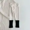 INS Leggings Elásticos de Primavera y Otoño para Niños y Niñas Pantalones de Otoño Leggings de Canalé Tejidos para Niños