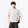 Camiseta Top Casual Oversized Unissex de Manga Curta com Meio Zíper Desconstruída Resistente para o Verão 2026 Novo Design