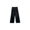 Calça jeans feminina Yuyi preta e cinza de cintura alta, calça de outono comprida, calça de perna curva, calça reta solta de perna larga que afina 6818