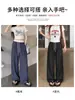 Pantalones a cuadros blancos de cintura suelta estilo coreano para mujer, pantalones de pierna ancha con cordón de verano, pantalones rectos casuales versátiles simples de largo completo