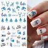 Fornecimento transfronteiriço de novos adesivos de nail art ins inverno azul floco de neve Pinguim chama linha arte Adesivos de água