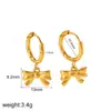 Pendientes de Lazo Europeos y Americanos Franceses de Nicho Versátiles para Mujer Collar de Oro de 18k Pendientes de Acero de Titanio de Alta Calidad