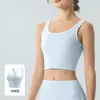 Nuevo Conjunto de Yoga de Color Contrastante para Verano para Mujer Ajustado Adelgazante con Almohadillas en el Pecho Ropa Deportiva Fitness Pilates Yoga Camiseta sin Mangas