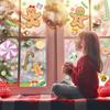 Pegatinas decorativas navideñas para vidrio, barra de caramelos navideña con diseño de hombre de dulces, pegatinas electrostáticas, productos navideños, pegatinas decorativas para ventanas de fiesta