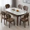 Juego de mesa de comedor de pizarra y madera maciza para apartamentos pequeños, con placa de inducción, extensible y plegable, moderno y simple, apto para uso doméstico