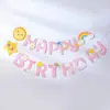 Estrelas de Desenho Animado, Sol, Nuvens, Letras de Feliz Aniversário, Bandeirola, Decorações de Parede de Fundo para Festa de Aniversário Infantil