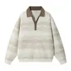 Ropa ACU para Hombre Sudadera con cuello de solapa de color contrastante degradado estilo americano para hombre, novedad casual cómoda de otoño e invierno 2026, top tipo camisa POLO