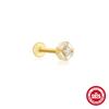 Brincos de perfuração de cartilagem com borla de prata esterlina 925 gota d'água zircônia fundo plano espiral perfuração europeia e americana venda quente INS orelha osso unha