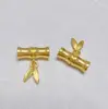 Nuevo aleación de oro antiguo sección de bambú agujero pasante color oro mate accesorios de protección pulsera collar sección de colgante bambú de gran altura