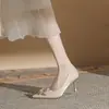 Zapatos de tacón de aguja de punta fina y escotados para mujer, tacones altos CH60-15, vestido de novia Xiuhe, zapatos de boda nupcial de dos vías