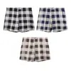 Cueca Box Masculina com Estampa Xadrez Tendência, Shorts para Casa Respiráveis da Moda de Cintura Média Tamanho Grande, Fornecimento Direto do Fabricante