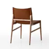 Silla de comedor nórdica de madera maciza, silla de cuero tipo sillín, moderna y sencilla, para restaurante, hotel, cafetería, ocio y negociación.