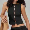 Ebay Mais Vendido 2026 Verão Novo Produto Mais Vendido Estilo Curto Design Vazado Y2K Tricô Gola Redonda Sem Mangas Colete para Mulheres