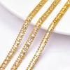 Venta al por mayor de cuentas doradas de 5/8 mm con cadena de pedrería, cadena de garras de múltiples filas, accesorios de decoración para ropa DIY, correa para el hombro, zapatos, bolsos