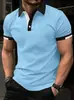 Camiseta Transpirable de Manga Corta de Verano Estilo Ins Europeo y Americano para Hombre, Camisa Polo Deportiva de Botones