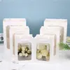 Saco de Papel Kraft Espesso, Bolsa Tote Transparente, Saco para Presente de Brinquedo de Pelúcia, Saco para Embalagem de Boneca com Buquê de Flores, Saco de Presente