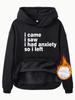 Tamanho europeu transfronteiriço Outono e inverno Europeu e americano feminino canguru bolso com capuz manga comprida forrado de lã moletom Top icame impressão