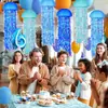 Novo Conjunto de Decoração Lanternas Água-viva Lanternas de Papel Decorações Penduradas Aniversário Berçário Tema Oceano Adereços de Decoração