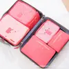 Bolsa de Viagem Estilo Coreano Pequena com 6 Peças Organizador de Roupas Bolsa para Lingerie e Cosméticos Conjunto de Armazenamento para Carrinho