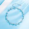 Moda Coreana Joyería de Plata Cristal Zirconia Amatista Pulsera de Amor Femenina Regalo de Cumpleaños Pulsera para Pareja
