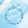 Moda Coreana Joyería de Plata Cristal Zirconia Amatista Pulsera de Amor Femenina Regalo de Cumpleaños Pulsera para Pareja