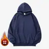Sudadera con capucha de forro polar gruesa y resistente de 350 g, estilo europeo y americano, color liso, pullover transfronterizo, admite personalización de impresión y bordado
