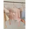 Tricô Curto de Renda para Primavera e Verão 2025 com Cardigã de Saia Camisa de Luxo Acessível Top Único Super Bonito Gentil