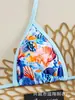 Traje de baño de dos piezas para mujer, tela lisa, estampado de conchas, tirantes finos, estilo adecuado para vacaciones en la playa y piscina