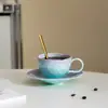 Juego de Taza y Platillo para Café con Esmalte de Cristal Horneado Taza de Cerámica Oficina Hogar Taza Personal para Beber Regalo