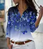 Comercio Exterior Transfronterizo 2024 Cárdigan para Mujer Europeo y Americano Camisa de Manga Larga con Estampado de Flores 3D Top de Alta Gama Versátil para Mujer