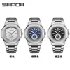 SANDA Reloj de Cuarzo para Hombre con Calendario Impermeable Luminoso, Esfera Octagonal, Correa de Acero de Moda, Venta al por Mayor
