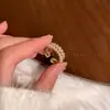 Anillo abierto de doble capa con perla, estilo francés, de lujo, de alta gama, popular en Internet, a la moda, con múltiples combinaciones.