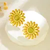 Pendientes de Flor de Topacio Rosa de Venta Caliente Transfronteriza para Mujer, Pendientes de Crisantemo Margarita de Piedra Ojo de Gato de Colores Venta Directa de Fábrica