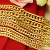 Comercio Exterior Popular Cadena de Látigo de Monta con Hebilla Doble de Oro Aluvial Cobre Chapado Oro Real por Dentro y por Fuera Un Solo Color Popular en Transmisión en Vivo Collar de Oro para Hombres