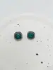 Pendientes Retro de Diamantes Transfronterizos Pendientes Cuadrados de Cristal Mocha Color Caramelo Moda Versátil Pendientes Incrustados