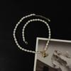 Collar de Perlas de Agua Dulce de Arroz Amor Descargado para Mujer Estilo Francés Retro Sencillo Elegante Chapado en Oro Real Cadena Clavicular de Perlas