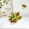 Planta Verde Artificial Única de 3 Secciones con Textura Realista Impresa en 3D, Ramo de Plantas Falsas para Decoración de Hotel y Restaurante, Material para Arreglo de Flores Artificiales