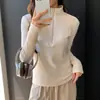 Camiseta de Manga Larga con Media Cremallera H355 para Mujer Otoño/Invierno con Forro de Terciopelo Sudadera Cálida Versátil Adelgazante Cuello Semi-Alto Prenda Base